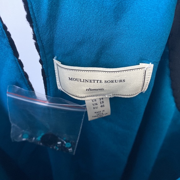 Anthropologie Moulinette Soeurs Velvet Sequin Embroidered Dress Size: 14 - Picture 5 of 9